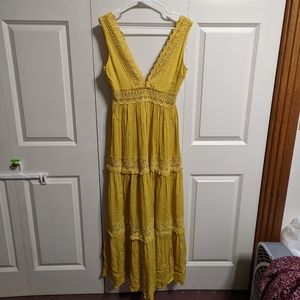 Full Length Mustard Yellow Dress